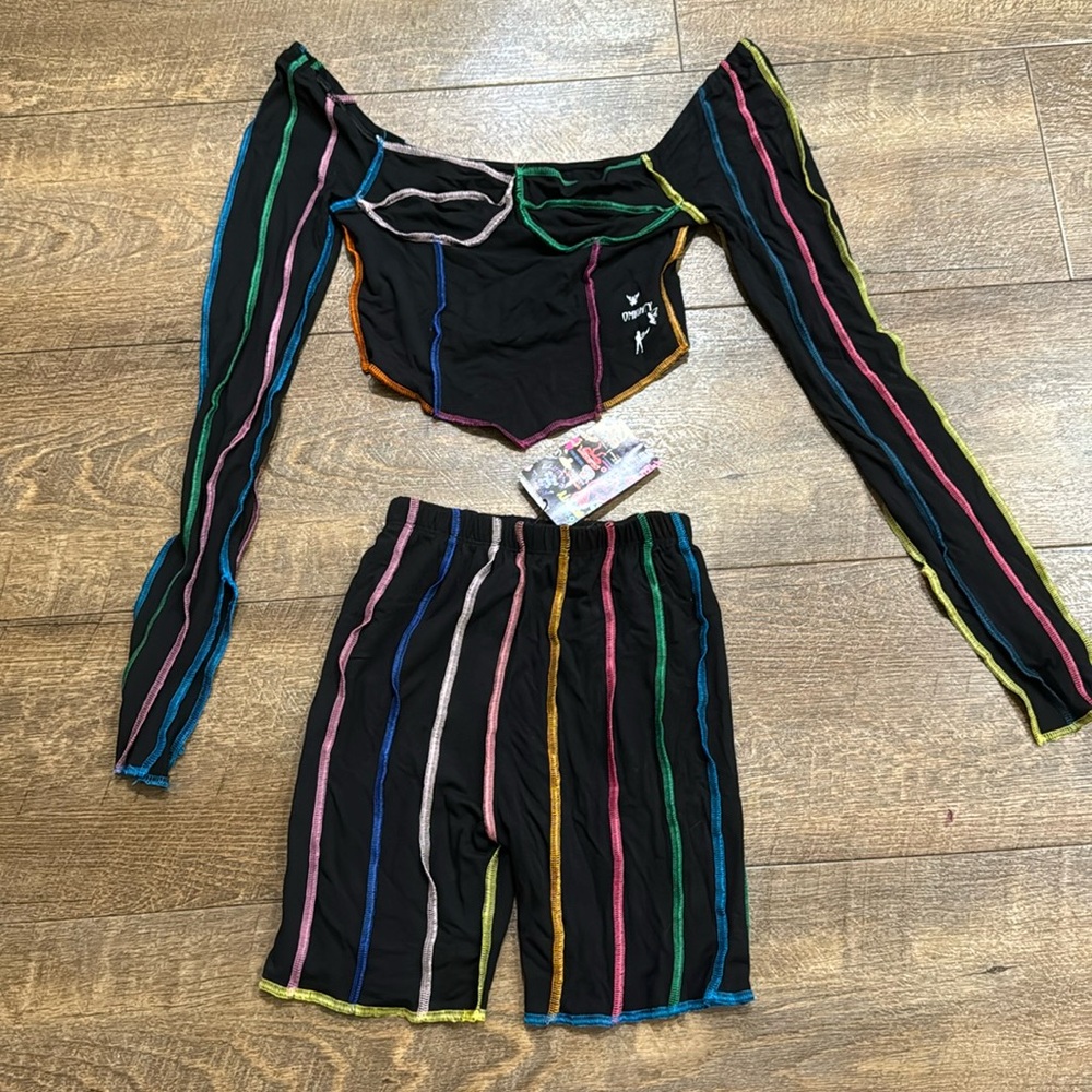 BRAND NEW nwt omighty crop top and biker short with tags! Never worn